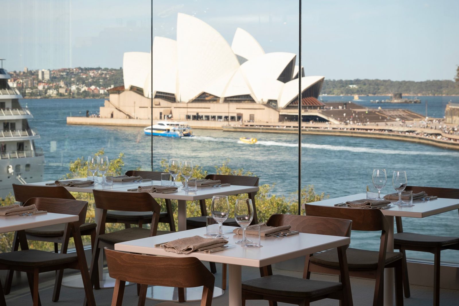 Canvas dining room overlooking Sydney Opera House and the harbour